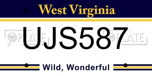 UJS587 West Virginia License Plate