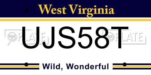 UJS58T West Virginia License Plate