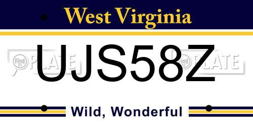 UJS58Z West Virginia License Plate