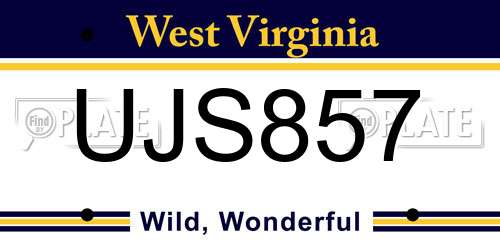 UJS857 West Virginia License Plate