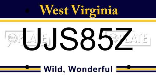 UJS85Z West Virginia License Plate