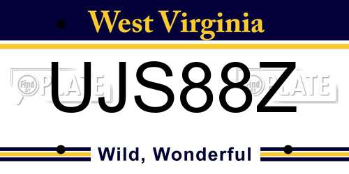UJS88Z West Virginia License Plate