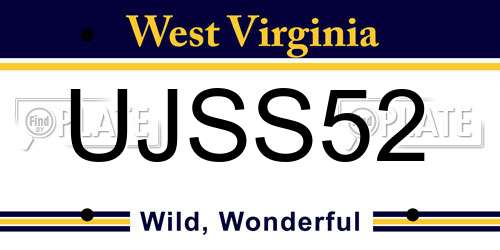 UJSS52 West Virginia License Plate
