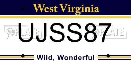UJSS87 West Virginia License Plate