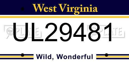 UL29481 West Virginia License Plate