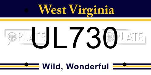 UL730 West Virginia License Plate