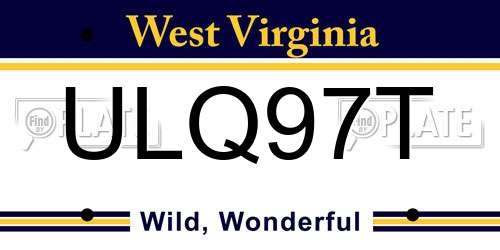 ULQ97T West Virginia License Plate