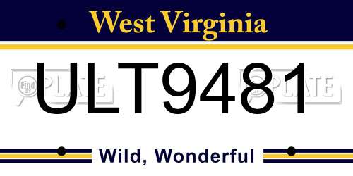 ULT9481 West Virginia License Plate