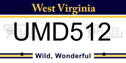 UMD512 West Virginia License Plate