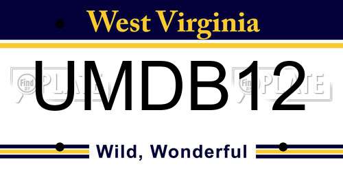 UMDB12 West Virginia License Plate