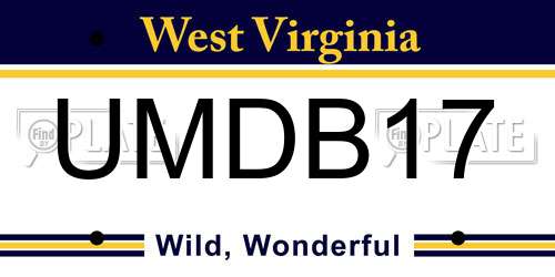 UMDB17 West Virginia License Plate