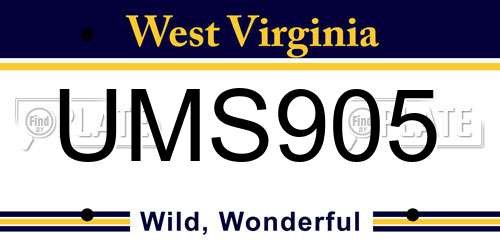 UMS905 West Virginia License Plate
