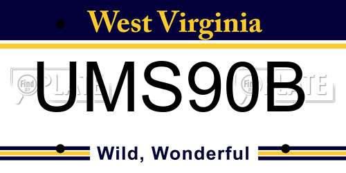 UMS90B West Virginia License Plate