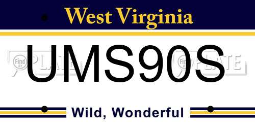UMS90S West Virginia License Plate