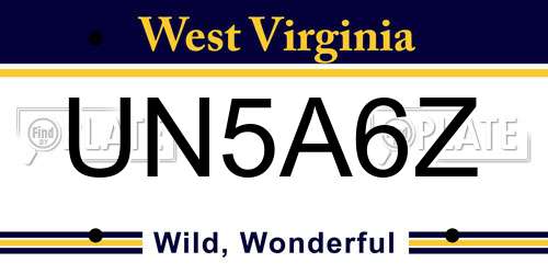 UN5A6Z West Virginia License Plate