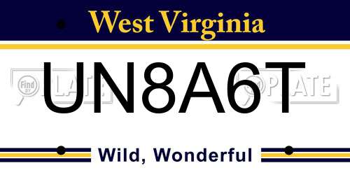 UN8A6T West Virginia License Plate