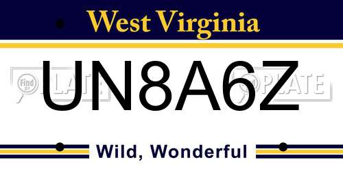 UN8A6Z West Virginia License Plate