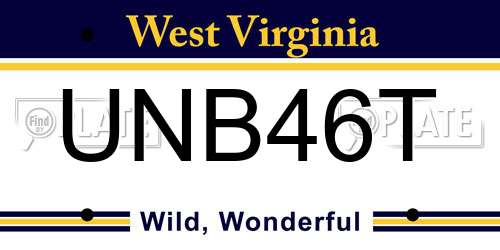 UNB46T West Virginia License Plate