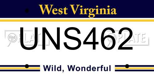 UNS462 West Virginia License Plate