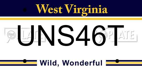 UNS46T West Virginia License Plate