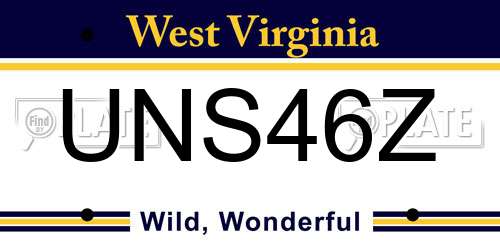 UNS46Z West Virginia License Plate