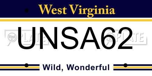 UNSA62 West Virginia License Plate