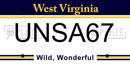 UNSA67 West Virginia License Plate