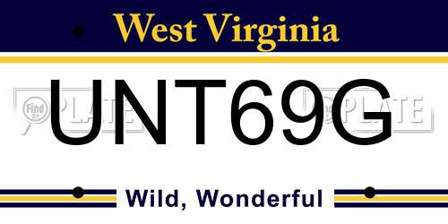 UNT69G West Virginia License Plate
