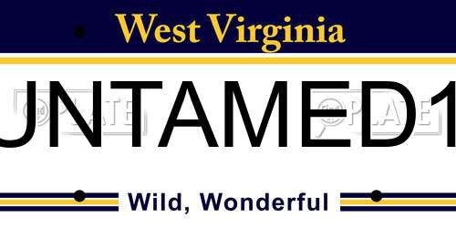 UNTAMED1 West Virginia License Plate