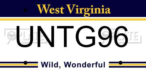 UNTG96 West Virginia License Plate