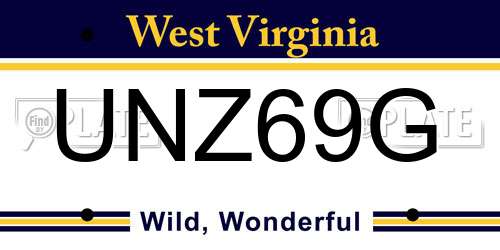 UNZ69G West Virginia License Plate