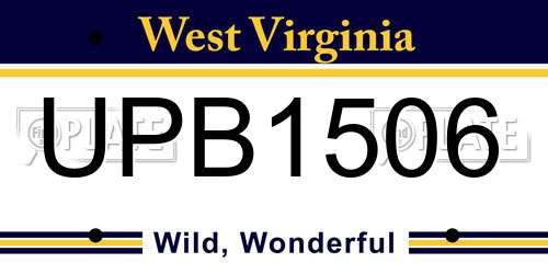 UPB1506 West Virginia License Plate