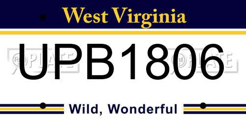 UPB1806 West Virginia License Plate