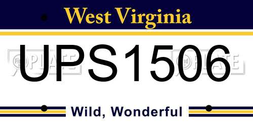 UPS1506 West Virginia License Plate