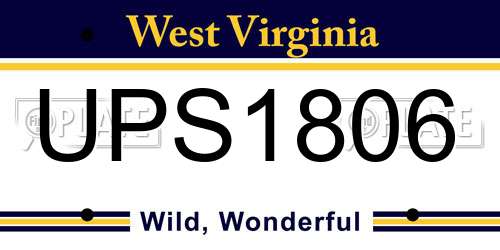 UPS1806 West Virginia License Plate