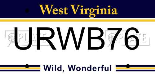 URWB76 West Virginia License Plate
