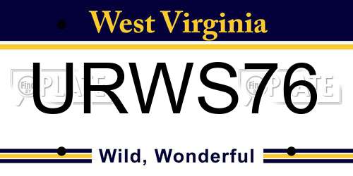 URWS76 West Virginia License Plate