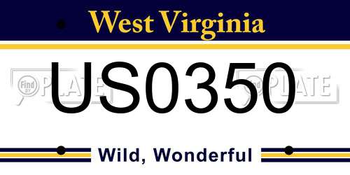 US0350 West Virginia License Plate