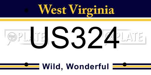 US324 West Virginia License Plate