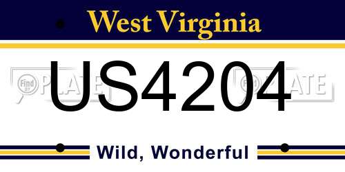 US4204 West Virginia License Plate