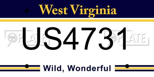 US4731 West Virginia License Plate