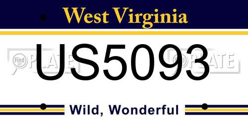 US5093 West Virginia License Plate