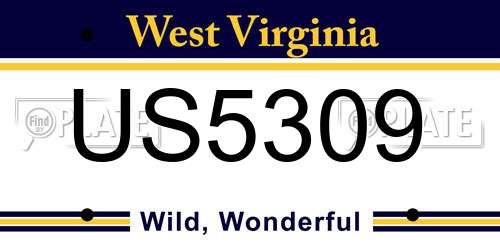 US5309 West Virginia License Plate