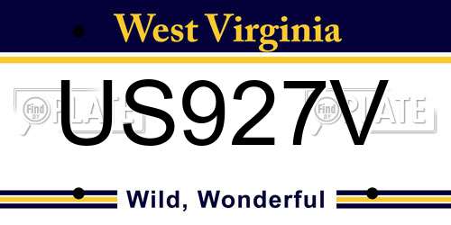 US927V West Virginia License Plate