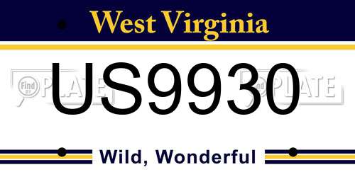 US9930 West Virginia License Plate