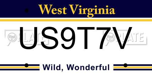 US9T7V West Virginia License Plate