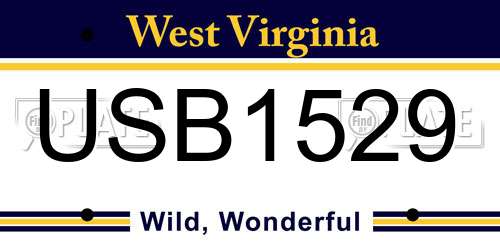 USB1529 West Virginia License Plate