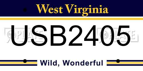 USB2405 West Virginia License Plate