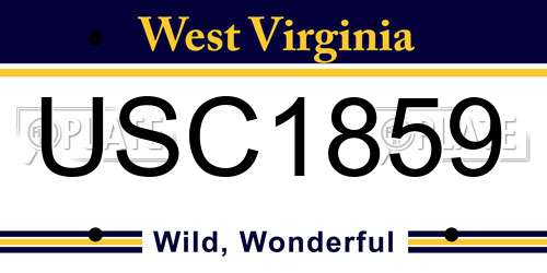 USC1859 West Virginia License Plate