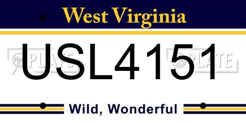 USL4151 West Virginia License Plate